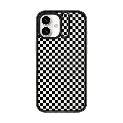 Casetify Iphone 16 Plus Case Black Impact Ring Stand Case Magsafe Compatible  Checker Case