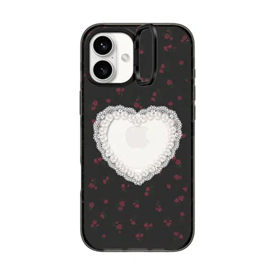 Casetify Iphone 16 Plus Case Black Impact Ring Stand Case Magsafe Compatible  Cottagecore,heart Gothic Pearly