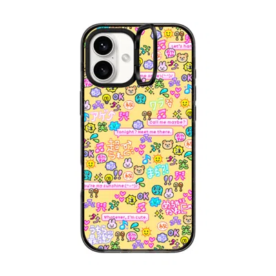 Casetify Iphone 16 Plus Case Black Impact Ring Stand Case Magsafe Compatible  Emoji Paradise