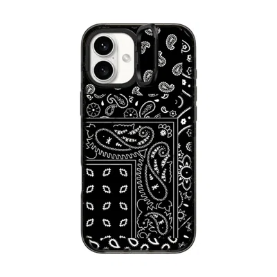 Casetify Iphone 16 Plus Case Black Impact Ring Stand Case Magsafe Compatible  Paisley Case - Black