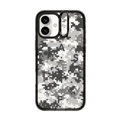 Casetify Iphone 16 Plus Case Black Impact Ring Stand Case Magsafe Compatible  Pattern Gray Camo