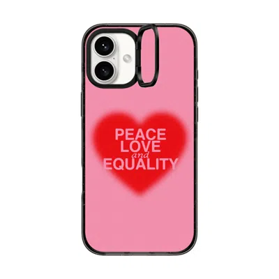 Casetify Iphone 16 Plus Case Black Impact Ring Stand Case Magsafe Compatible  Peace Love And Equality Casetif In Pink