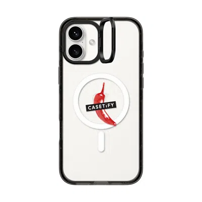 Casetify Iphone 16 Plus Case Black Impact Ring Stand Case Magsafe Compatible  “spicy Hot Pot Only"  In White