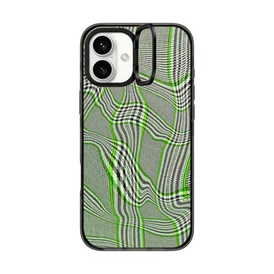 Casetify Iphone 16 Plus Case Black Impact Ring Stand Case Magsafe Compatible  Surrealism Distorted Plaid - Gr