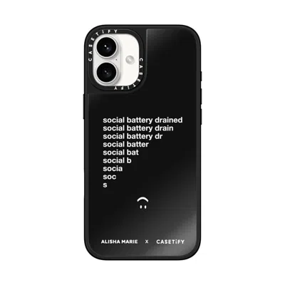 Casetify Iphone 16 Plus Case Black On Black Mirror Case Magsafe Compatible  Alisha Marie Social Battery Case 