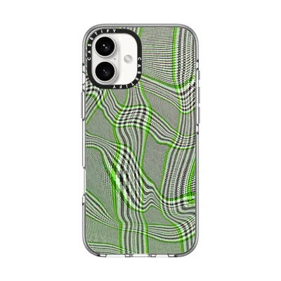 Casetify Iphone 16 Plus Case Clear Impact Clear Case Magsafe Compatible  Surrealism Distorted Plaid - Green In Transparent