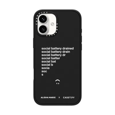Casetify Iphone 16 Plus Case Matte Black Impact Case  Alisha Marie Social Battery Case