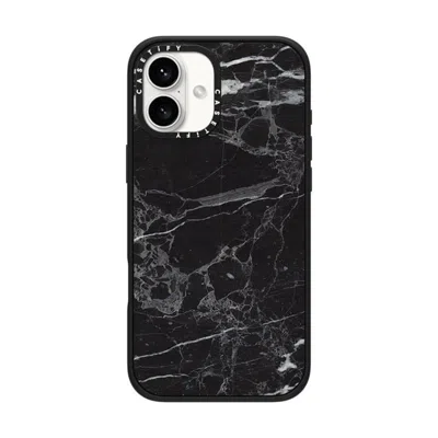Casetify Iphone 16 Plus Case Matte Black Impact Case Magsafe Compatible  Black Marble