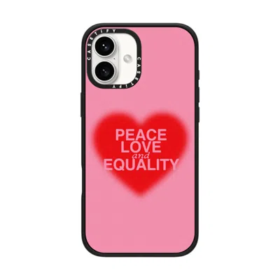 Casetify Iphone 16 Plus Case Matte Black Impact Case  Peace Love And Equality  In Metallic