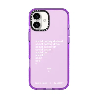 Casetify Iphone 16 Plus Case Purple Impact Case  Alisha Marie Social Battery Case
