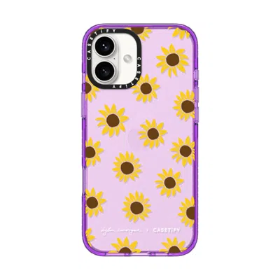 Casetify Iphone 16 Plus Case Purple Impact Case  Secret Sunflower