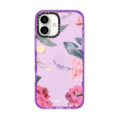 Casetify Iphone 16 Plus Case Purple Impact Case  Spring Design #2 - Floral Garden