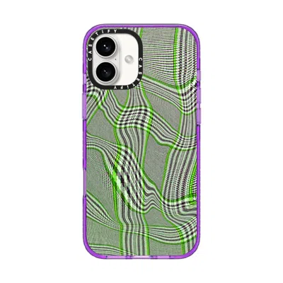 Casetify Iphone 16 Plus Case Purple Impact Case  Surrealism Distorted Plaid - Green