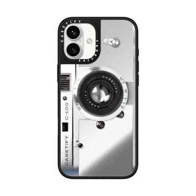 Casetify Iphone 16 Plus Case Silver On Black Mirror Case Magsafe Compatible  Camera Case - Retro