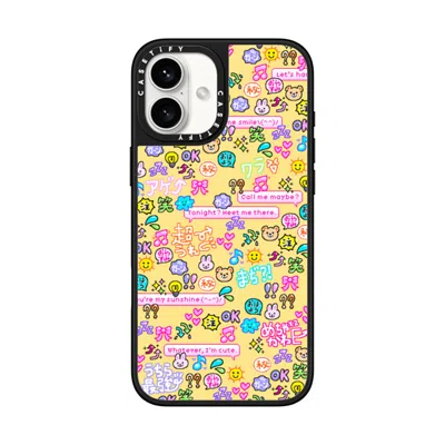 Casetify Iphone 16 Plus Case Silver On Black Mirror Case Magsafe Compatible  Emoji Paradise