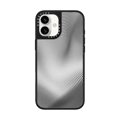 Casetify Iphone 16 Plus Case Silver On Black Mirror Case Magsafe Compatible  Halftone Case