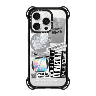 Casetify Iphone 16 Pro Case Black Bounce Case Magsafe Compatible  Anxiety Advisory Sticker Case