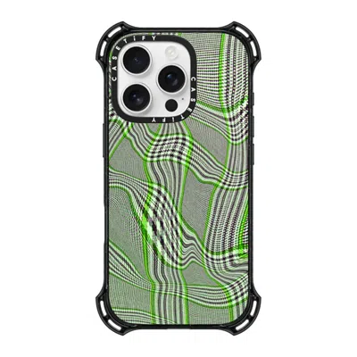 Casetify Iphone 16 Pro Case Black Bounce Case Magsafe Compatible  Surrealism Distorted Plaid - Green
