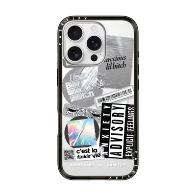Casetify Iphone 16 Pro Case Black Compact Case Magsafe Compatible  Anxiety Advisory Sticker Case