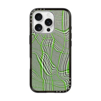 Casetify Iphone 16 Pro Case Black Compact Case Magsafe Compatible  Surrealism Distorted Plaid - Green