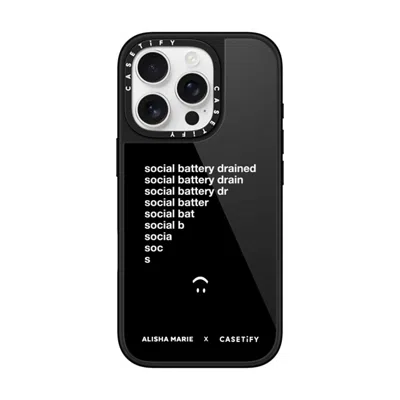 Casetify Iphone 16 Pro Case Black Glaze Case Magsafe Compatible  Alisha Marie Social Battery Case