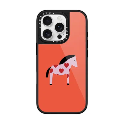 Casetify Iphone 16 Pro Case Black Glaze Case Magsafe Compatible  Pony With Red Heart - Blood Orange