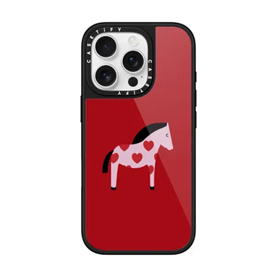 Casetify Iphone 16 Pro Case Black Glaze Case Magsafe Compatible  Pony With Red Heart - Cherry On Top