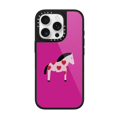 Casetify Iphone 16 Pro Case Black Glaze Case Magsafe Compatible  Pony With Red Heart - Purple Panic