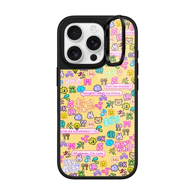 Casetify Iphone 16 Pro Case Black Glaze Ring Stand Case Magsafe Compatible  Emoji Paradise