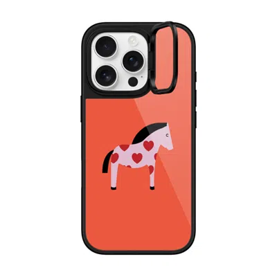 Casetify Iphone 16 Pro Case Black Glaze Ring Stand Case Magsafe Compatible  Pony With Red Heart - Blood Orang