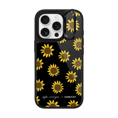 Casetify Iphone 16 Pro Case Black Glaze Ring Stand Case Magsafe Compatible  Secret Sunflower