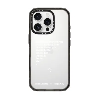 Casetify Iphone 16 Pro Case Black Impact Case  Alisha Marie Social Battery Case