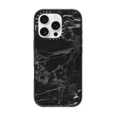 Casetify Iphone 16 Pro Case Black Impact Case Magsafe Compatible  Black Marble