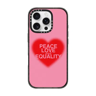 Casetify Iphone 16 Pro Case Black Impact Case Magsafe Compatible  Peace Love And Equality  In Purple