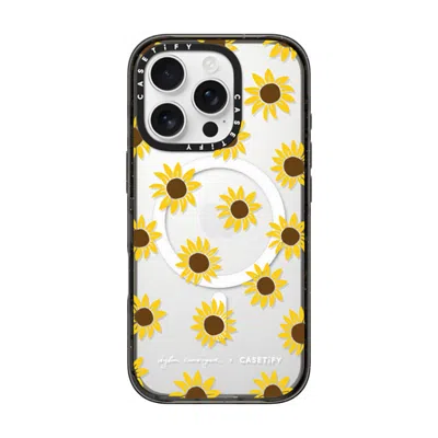Casetify Iphone 16 Pro Case Black Impact Case Magsafe Compatible  Secret Sunflower  In Gold