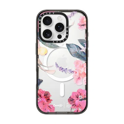 Casetify Iphone 16 Pro Case Black Impact Case Magsafe Compatible  Spring Design #2 - Floral Garden
