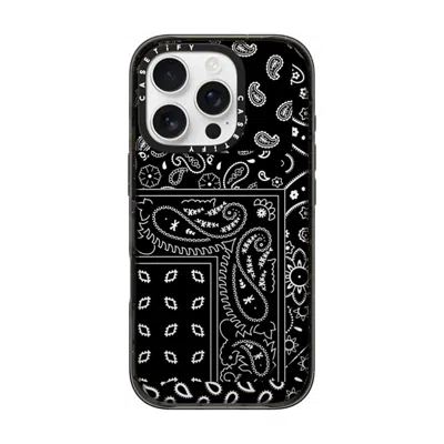 Casetify Iphone 16 Pro Case Black Impact Case  Paisley Case - Black