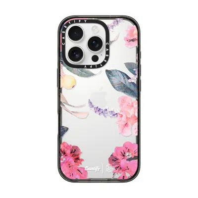 Casetify Iphone 16 Pro Case Black Impact Case  Spring Design #2 - Floral Garden