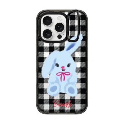 Casetify Iphone 16 Pro Case Black Impact Ring Stand Case Magsafe Compatible  Animal,cartoon Bunny With Plaid