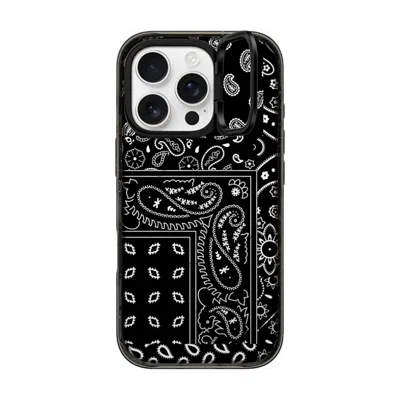 Casetify Iphone 16 Pro Case Black Impact Ring Stand Case Magsafe Compatible  Paisley Case - Black