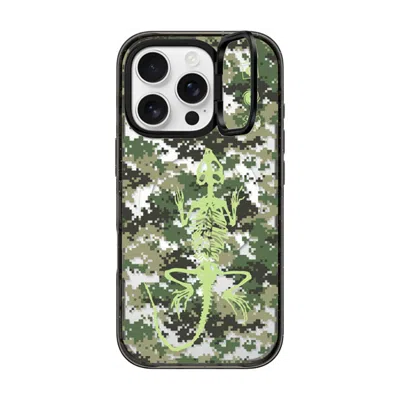 Casetify Iphone 16 Pro Case Black Impact Ring Stand Case Magsafe Compatible  Pattern Camo Skeleton