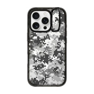 Casetify Iphone 16 Pro Case Black Impact Ring Stand Case Magsafe Compatible  Pattern Gray Camo