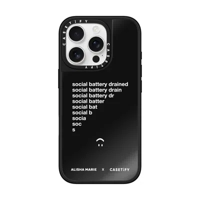 Casetify Iphone 16 Pro Case Black On Black Mirror Case Magsafe Compatible  Alisha Marie Social Battery Case C
