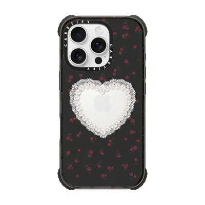 Casetify Iphone 16 Pro Case Black Ultra Impact Case Magsafe Compatible  Cottagecore,heart Gothic Pearly Heart