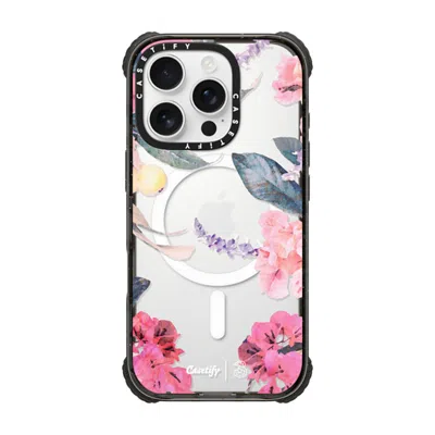 Casetify Iphone 16 Pro Case Black Ultra Impact Case Magsafe Compatible  Spring Design #2 - Floral Garden Case