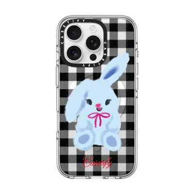 Casetify Iphone 16 Pro Case Clear Impact Clear Case Magsafe Compatible  Animal,cartoon Bunny With Plaid In Transparent