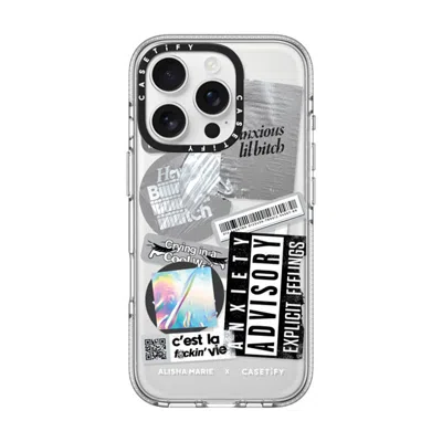 Casetify Iphone 16 Pro Case Clear Impact Clear Case Magsafe Compatible  Anxiety Advisory Sticker Case Casetif In Transparent