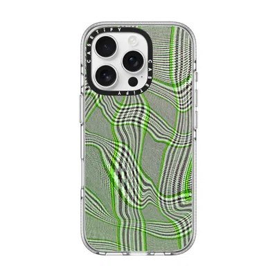 Casetify Iphone 16 Pro Case Clear Impact Clear Case Magsafe Compatible  Surrealism Distorted Plaid - Green In Transparent