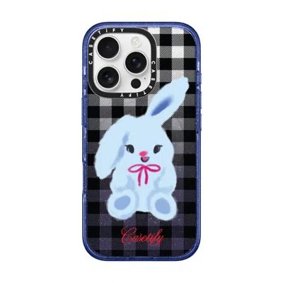 Casetify Iphone 16 Pro Case Glitter Indigo Impact Case Magsafe Compatible  Animal,cartoon Bunny With Plaid