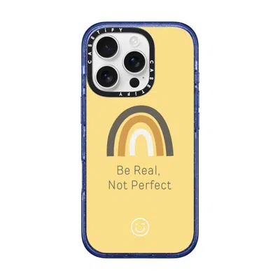 Casetify Iphone 16 Pro Case Glitter Indigo Impact Case Magsafe Compatible  Be Real, Not Perfect  In Yellow